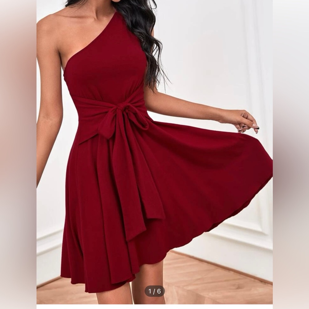 Red One Shoulder Dress